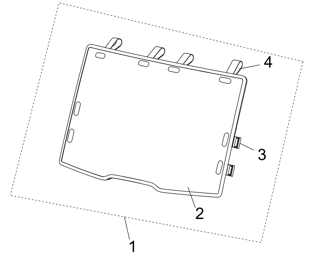 Exploded schematic of Segway Fugleman UT10 Rear Windshield Assembly, callout 4 is the upper fastener assy