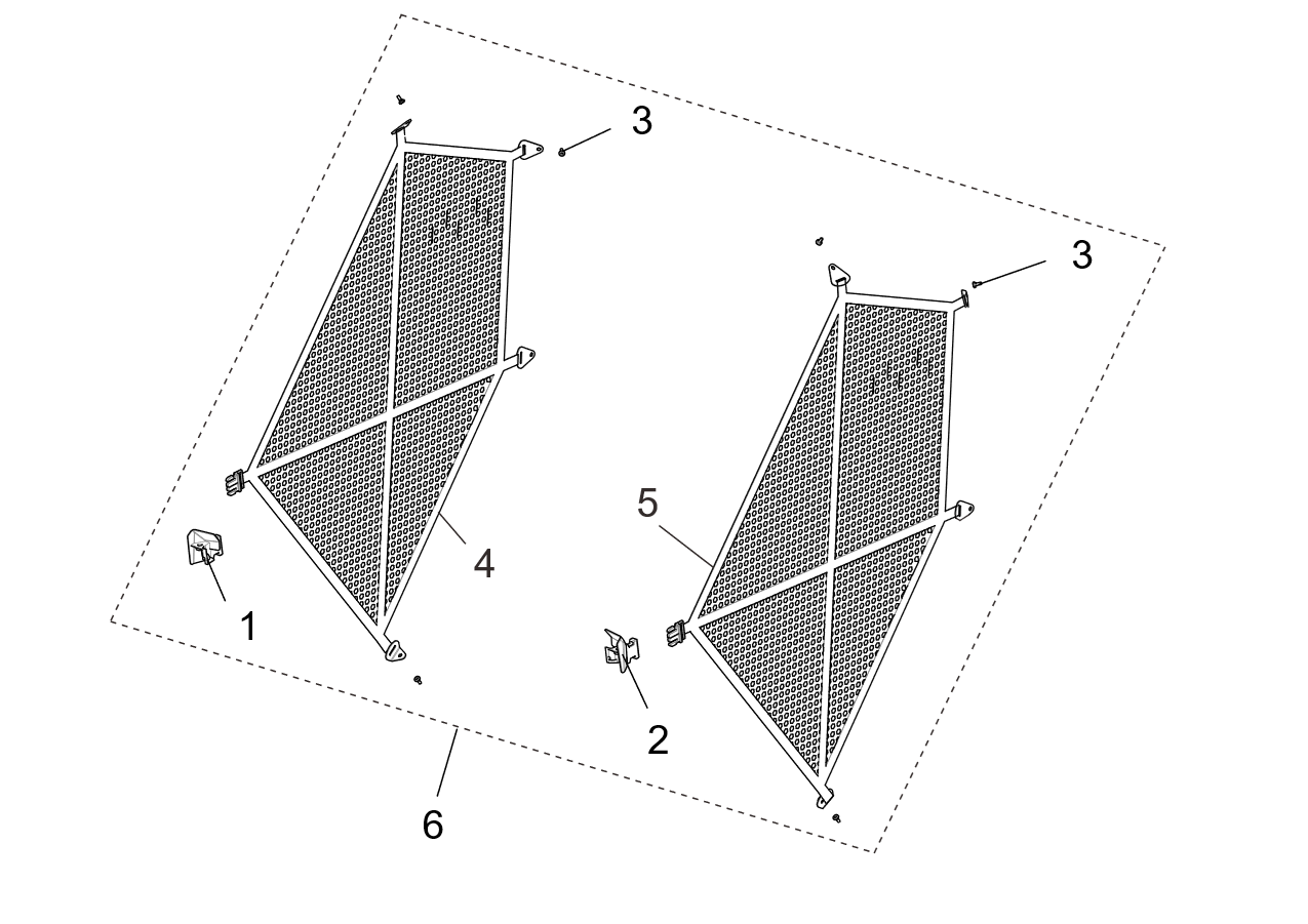 Exploded schematic of Segway Fugleman UT10 Safety Net, callout 6 is the half door mesh assy