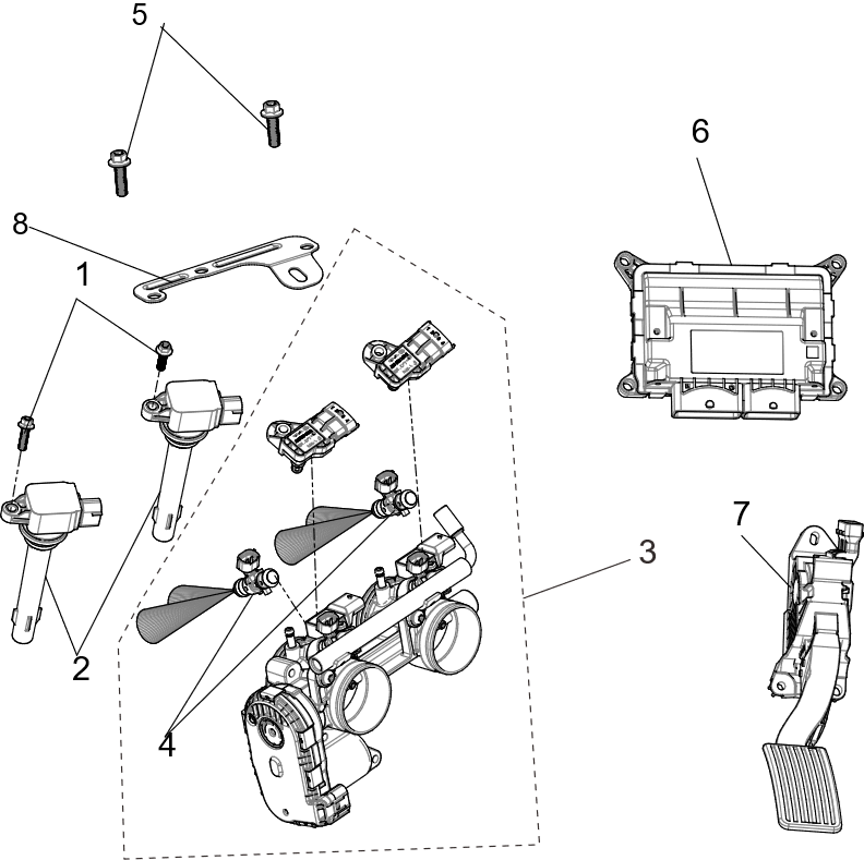 Exploded schematic of Segway Fugleman UT10 EFI System, callout 6 is the ecu (speed limit for t1b)