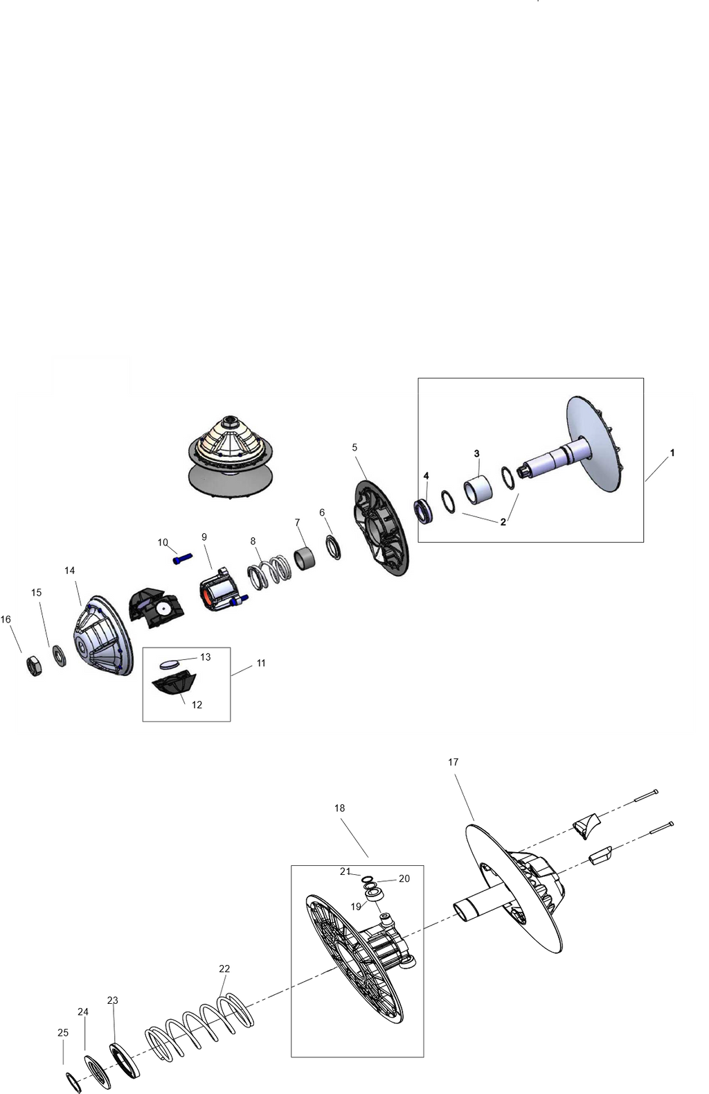 Exploded schematic of Segway Fugleman UT10 Cvtech Wearing Parts, callout 28 is the bolt