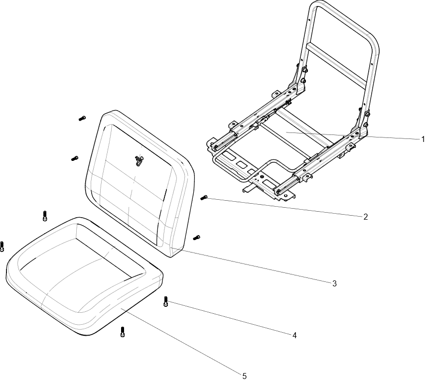 Exploded schematic of Segway Fugleman UT10 Driver Seat Assembly, callout 5 is the u01 seating washer of driver seat assy