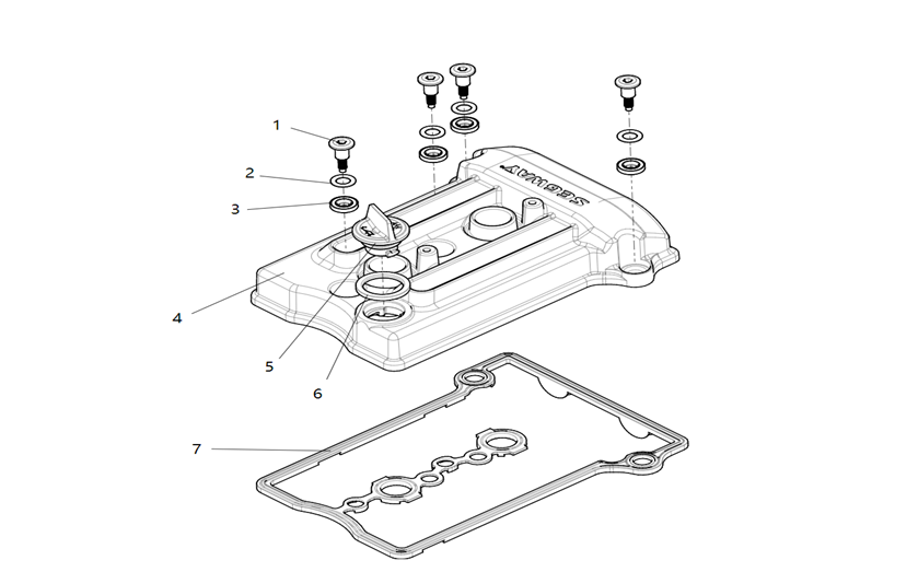 Exploded schematic of Segway Villain SGW1000F Cylinder Head Cover Sub-assembly, callout 7 is the cylinder head cover seal