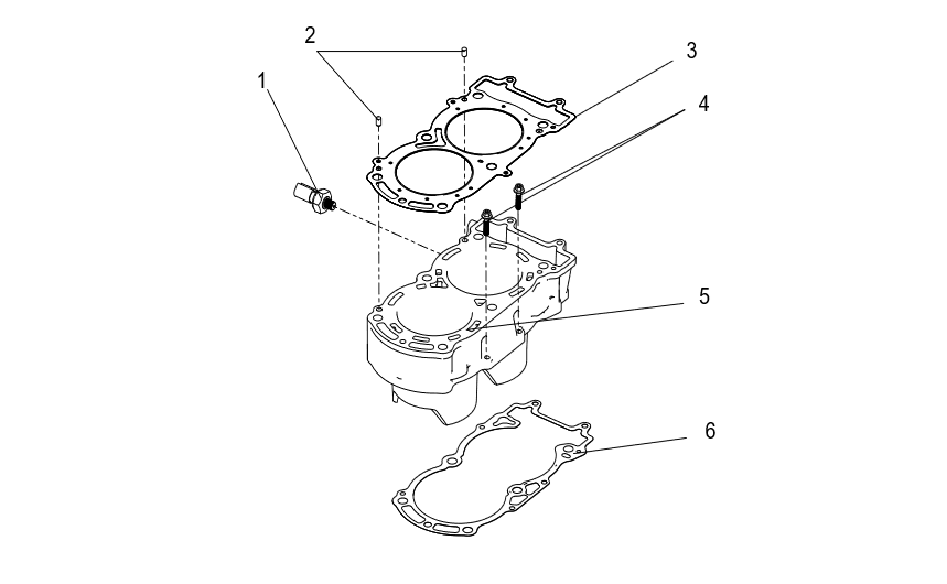 Exploded schematic of Segway Villain SGW1000F Cylinder Sub-assembly, callout 6 is the cylinder gasket