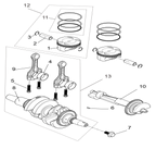 Exploded schematic of Segway Villain SGW1000F Crankshaft Connection Rod&piston Assembly, callout 13 is the crankshaft connection rod assembly