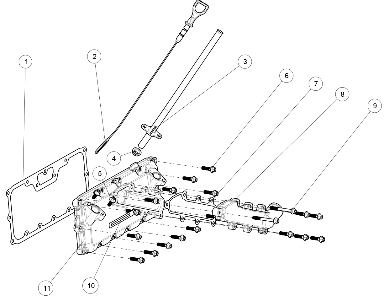 Exploded schematic of Segway Villain SGW1000F Upper Crankcase Cover Sub-assembly, callout 11 is the upper crankcase cover (ssv)