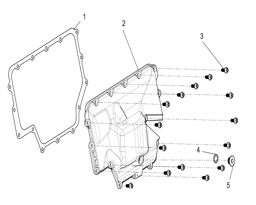 Exploded schematic of Segway Villain SGW1000F Oil Pan Sub-assembly, callout 5 is the screw plug m14 assembly