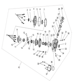 Exploded schematic of Segway Villain SGW1000F Front Axle Assembly, callout 42 is the front axle assy