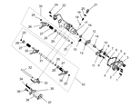 Exploded schematic of Segway Villain SGW1000F Shift Control Components, callout 40 is the hr gear shift fork shaft assembly