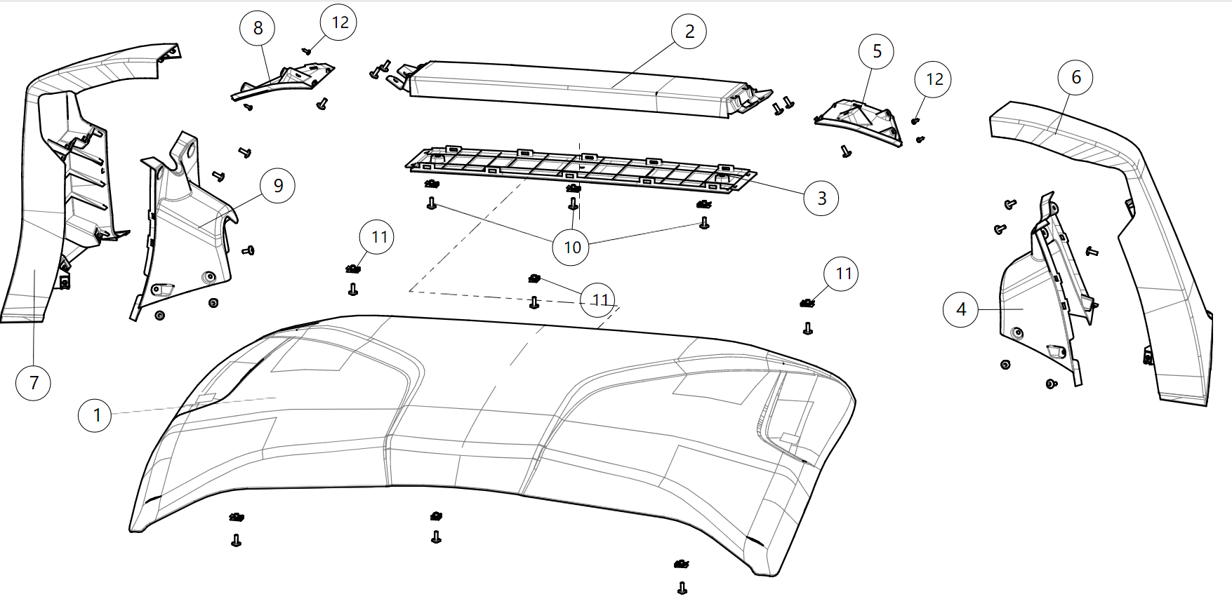 Exploded schematic of Segway Villain SGW1000F Rear Upper Rubber And Plastic Parts, callout 9 is the b pillar right lower lining (high)