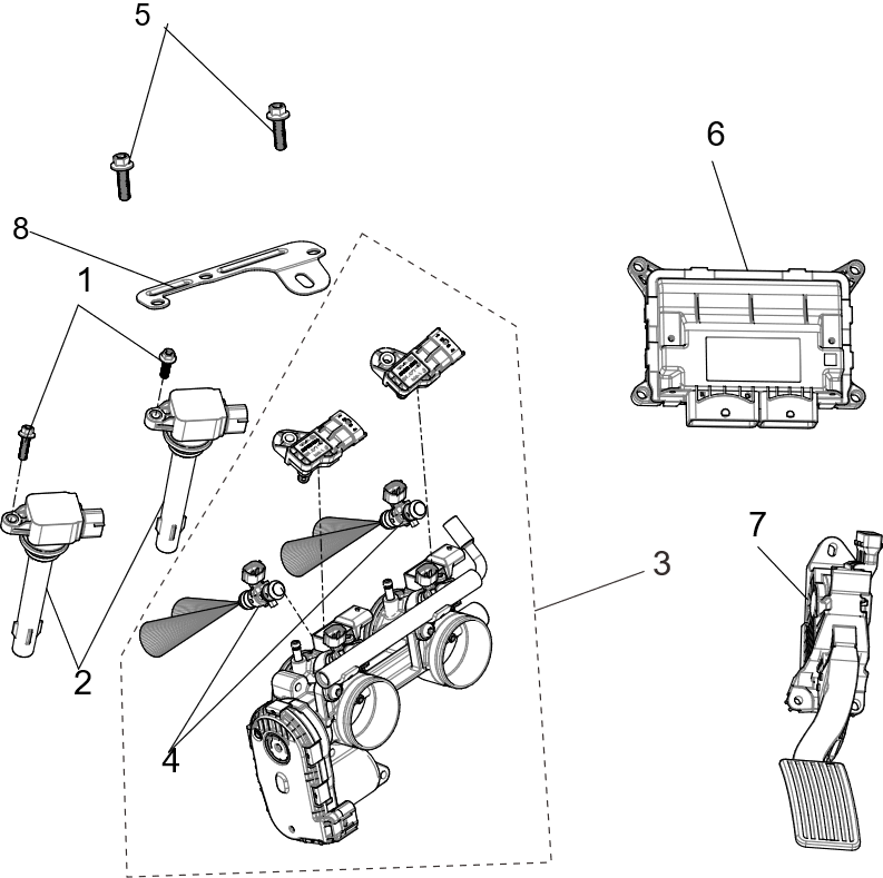 Exploded schematic of Segway Villain SGW1000F EFI System, callout 6 is the ecu (speed limit 60km/h)