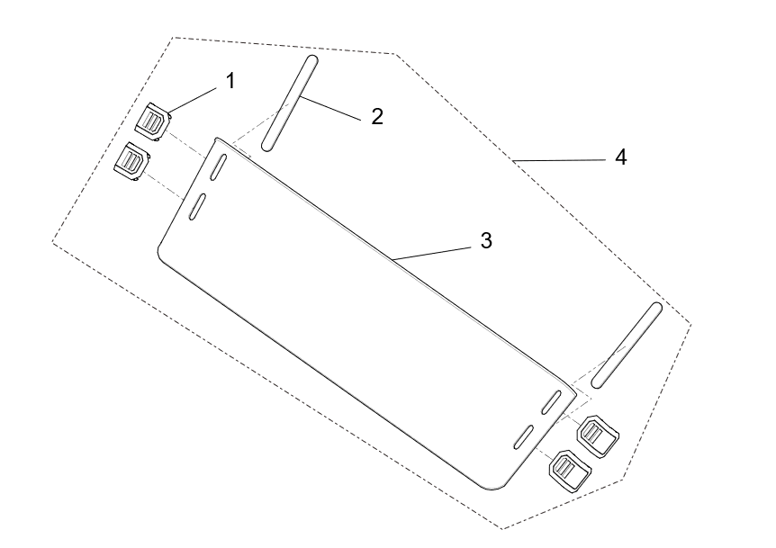 Exploded schematic of Segway Villain SGW1000F Half Windshield Assembly, callout 4 is the half windshield assembly