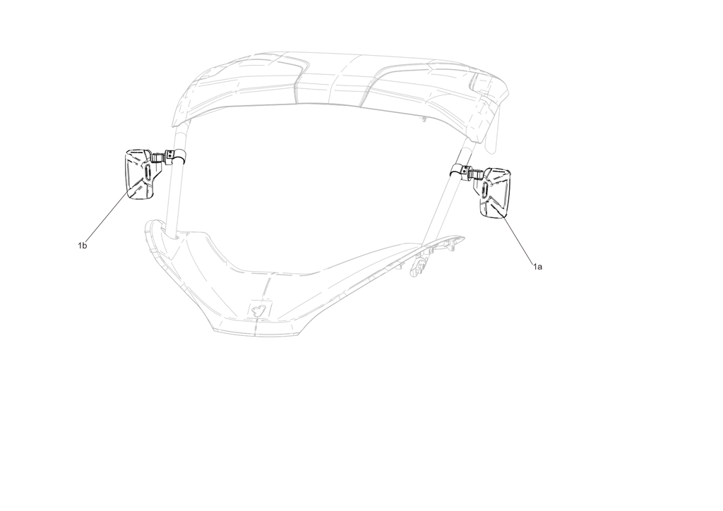 Exploded schematic of Segway Villain SGW1000F Rearview Mirror, callout 1b is the right rearview mirror assembly