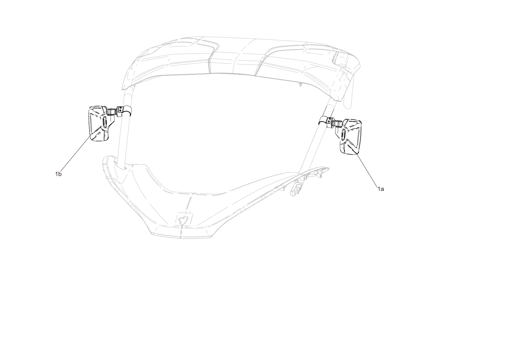 Exploded schematic of Segway Villain SGW1000F Rearview Mirror, callout 1b is the right rearview mirror assembly