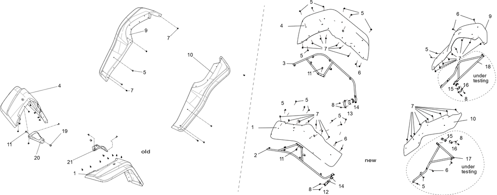 Exploded schematic of Segway Villain SGW1000F 72 Inch Widened Fender Assembly 72, callout 10 is the rl fender (wide)