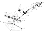 Exploded schematic of Segway Villain SGW1000F Steering System (Wide Vehicle Version), callout 38 is the steering rod assembly (wide version)